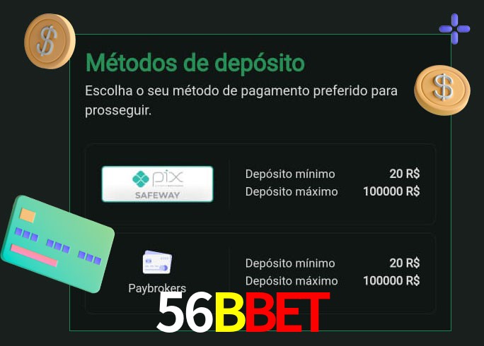 O cassino 56BBet oferece uma grande variedade de métodos de pagamento